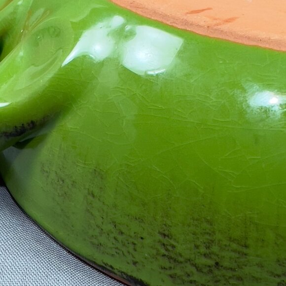 De Silva Earthenware Terracotta Pottery Glazed Green Casserole Chili Bowl Italy - Picture 8 of 13